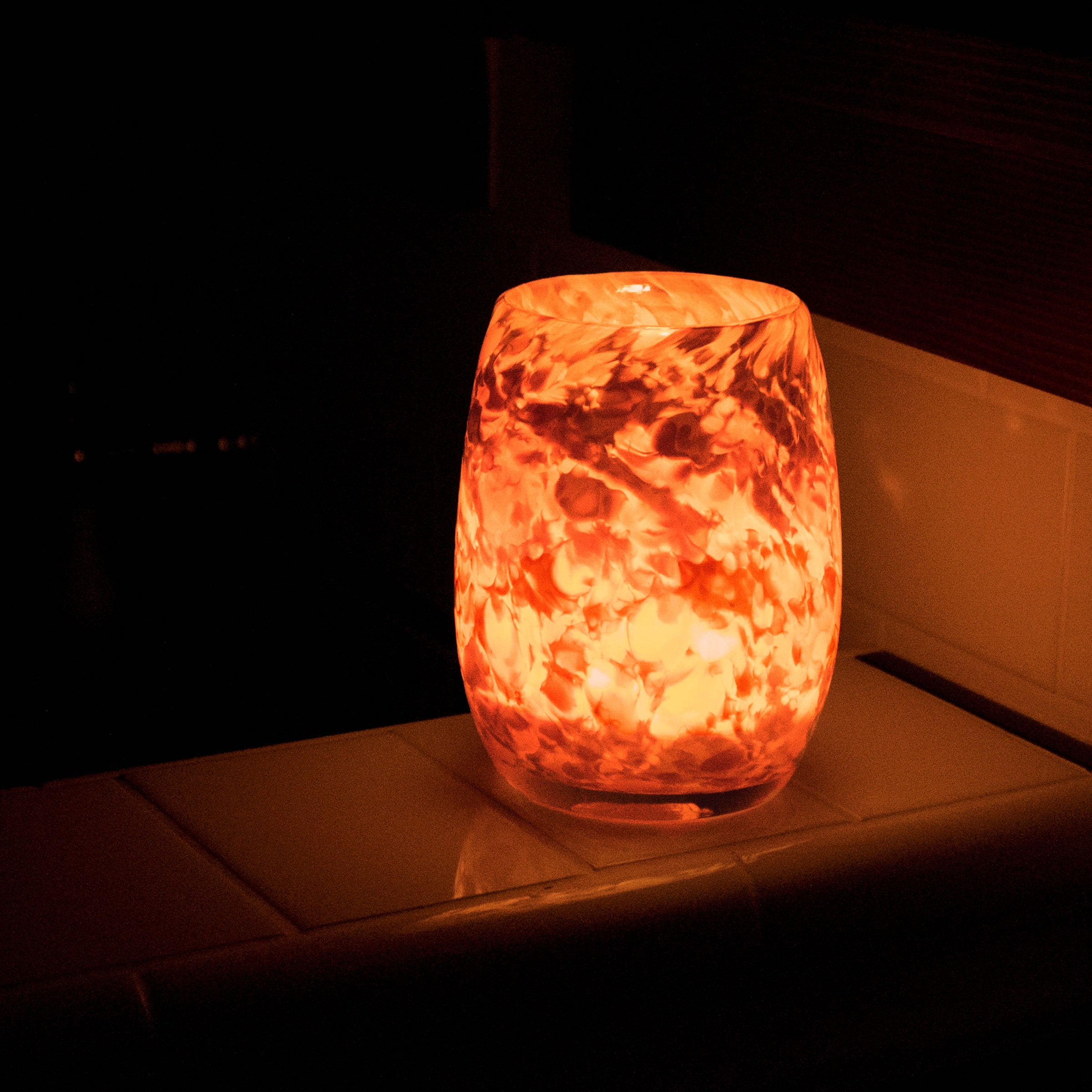 Votive Candle Holder. Hand Blown Art Glass in Gold Brown. Etsy