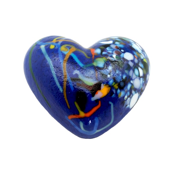 Heart  - Lapis Blue - Solid Glass Paperweight “Thinking of You” - Dehanna Jones  Handmade in Seattle