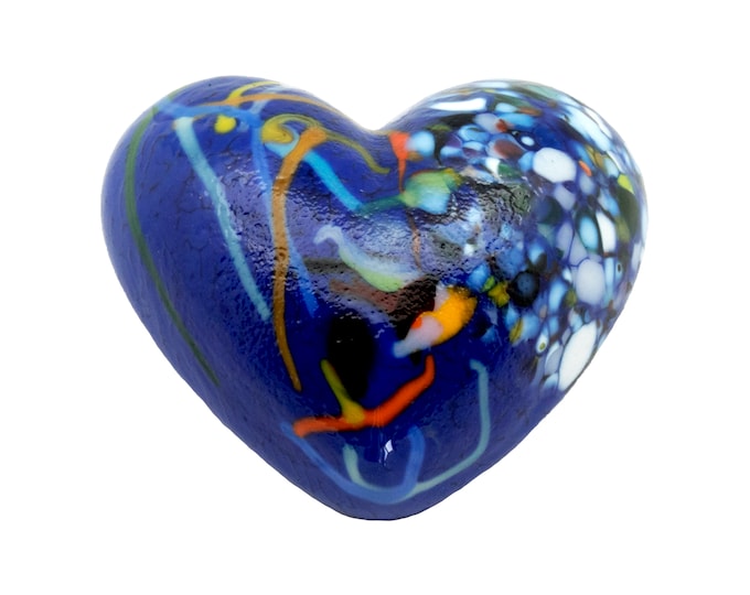 Heart  - Lapis Blue - Solid Glass Paperweight “Thinking of You” - Dehanna Jones  Handmade in Seattle