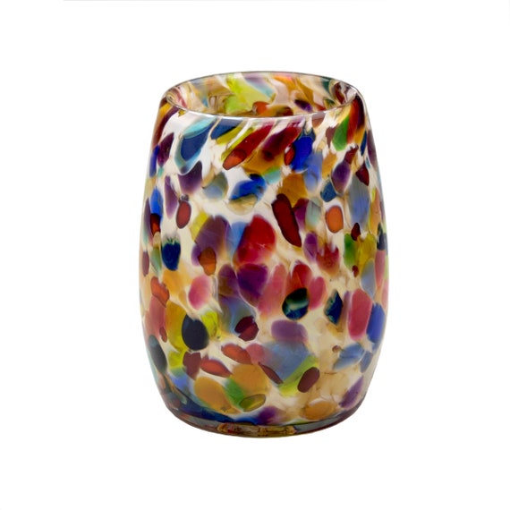 Votive Candle Holder.  Hand Blown Art Glass in Gold Magic Mix.  "Jewels in the Sand".  Made in Seattle.  Artist Dehanna Jones.