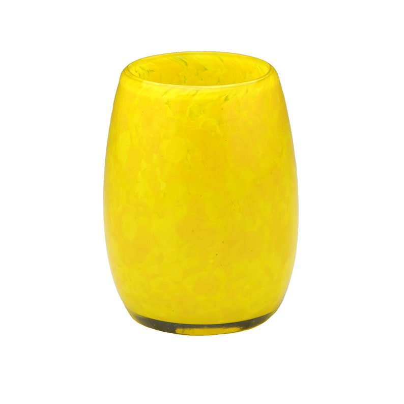 Votive Candle Holder. Hand Blown Glass in Yellow. Etsy