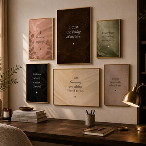 office wall decor printable set of 6 study room decor desk decor neutral minimalist beige prints