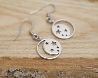 Moon & Stars Charm Earrings - Hypoallergenic Earrings for Sensitive Ears - Surgical Steel Earrings