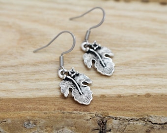 Grape Leaf Charm Earrings - Hypoallergenic Earrings for Sensitive Ears - Surgical Steel Earrings