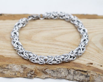Silver Byzantine Bracelet - Silver Chainmaille Bracelet - Anodized Aluminum Bracelet - Jewelry for Sensitive Skin