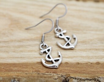 Anchor Charm Earrings - Hypoallergenic Earrings for Sensitive Ears - Surgical Steel Earrings