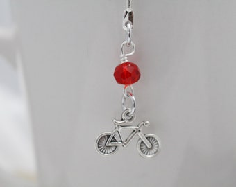Bicycle Charm Bookmark w/ Siam Red Crystal Bead - Book & Mug NOT included