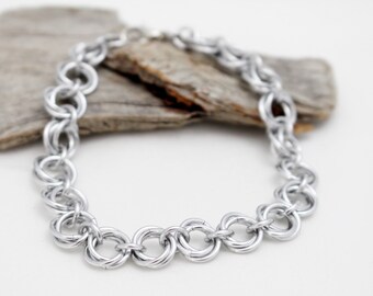 Silver Mobius Chainmaille Bracelet - Silver Chain Maille Bracelet - Silver Chain Bracelet