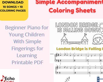 Easy Kids Piano Songs: Beginner Sheet Music + Coloring Pages (PDF Download)