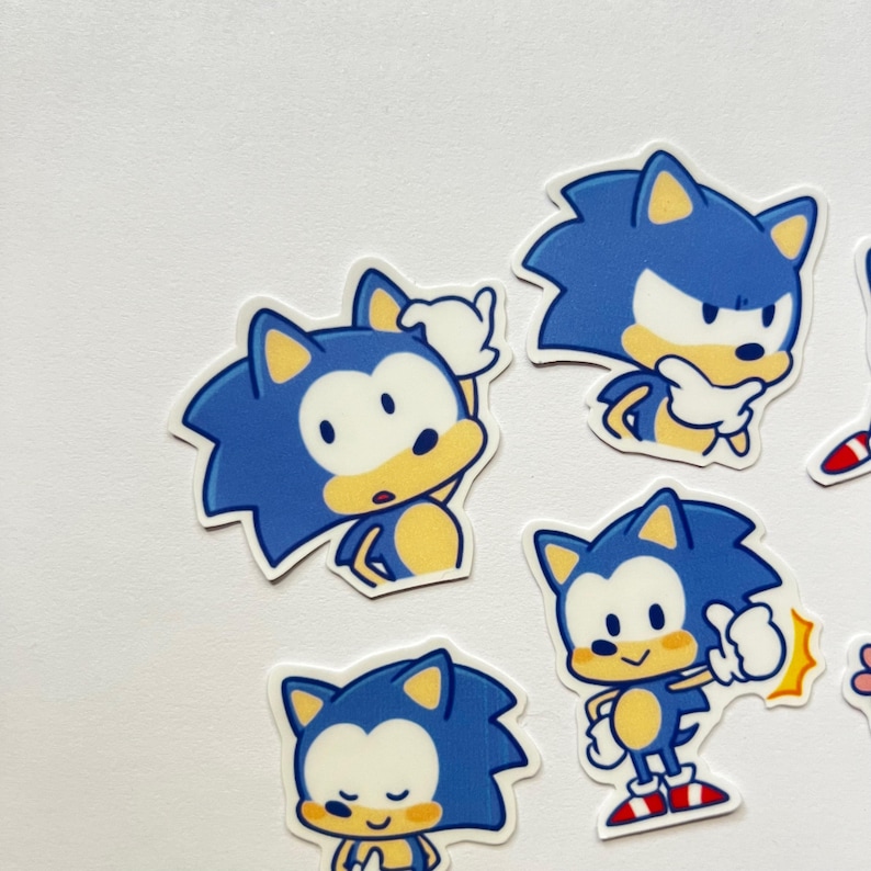Sonic the Hedgehog Sticker Pack – 6 Waterproof Blue Gamer Stickers for ...