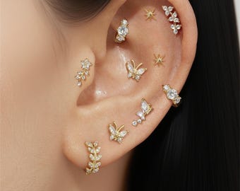 Butterfly Zircon Earring Set, Minimalist Studs, Hypoallergenic (10 Pcs)
