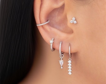 Teardrop Zircon Earrings Set, Minimalist Dainty Studs, Hypoallergenic