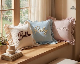 Housse de coussin avec prénom personnalisé, Coussin avec prénom brodé, Cadeau pour nouvelle maison, Cadeau pour couple, Cadeau de pendaison de crémaillère, Décoration d'intérieur