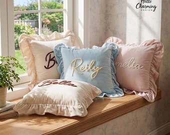 Housse de coussin prénom personnalisée, coussin prénom brodé personnalisé, cadeau pour couple, articles de maison, cadeau de pendaison de crémaillère, décoration d'intérieur, cadeau pour amis