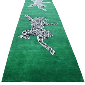 Climbing Leopard Area Rug, Hand Tufted Premium Quality Handmade Wool Area Rug. Authentic Luxury Home Decor Rug For Living Room, Bedroom, Kid