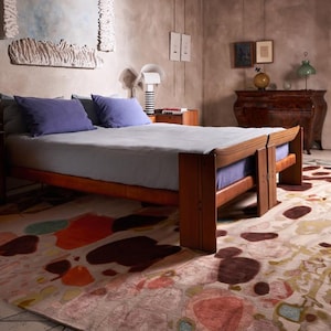 Contemporary Abstract Art Rug, Multi-Color Wool Rug, Hand-Tufted 100% New Zealand Wool Area Rug for Living Room, Bedroom, Kids Room, Office