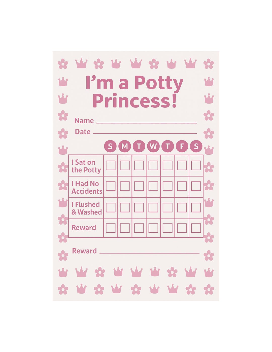 Potty Training Chart for Kids | Printable Toddler Reward Chart ...