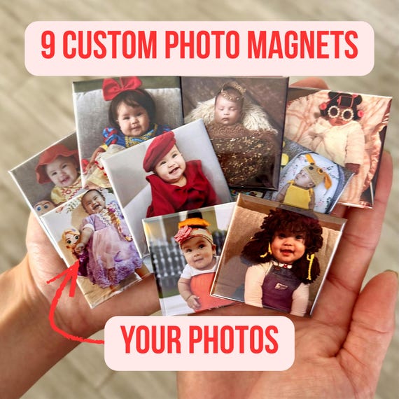 Custom Photo Magnets (Set of 9) | Personalized Gift | Father’s Day Gift | Birthday Gift | Wedding Favors | Fridge Magnets