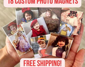 Custom Photo Magnets (Set of 18) | Personalized Gift | Couples Gift | Wedding Gift | Birthday Gift | Fridge Magnets