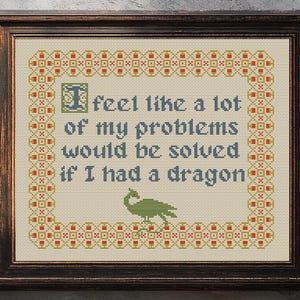If I Had A Dragon cross stitch pattern - Funny Fantasy D&D PDF Digital Download