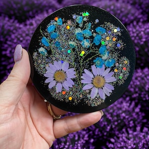 Handmade floral resin coaster
