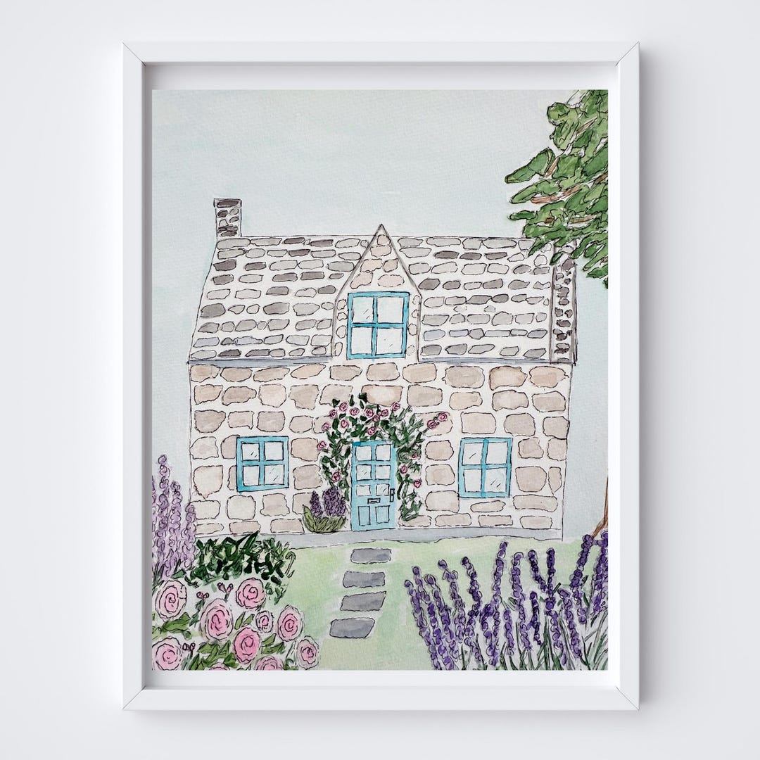 English Cotswold Cottage Watercolor Print (unframed) 5x7 or 8x10 - Etsy