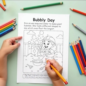 STEM Careers Coloring and Story Book | Printable Full Set (12 Pages) | Erin the Engineer