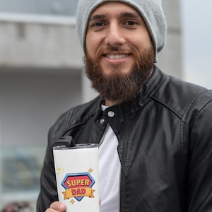 Superhero Dad Travel Mug | Father&#39;s Day Present for Dad | Leakproof Stainless Steel Coffee Cup