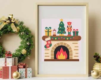 Gemütlicher Weihnachtskamin | Kreuzstich Stickmuster