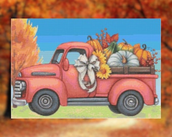 Herbst-LKW | Kreuzstich Stickmuster