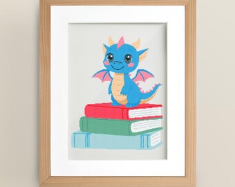 Der kleine Bücherdrache | Kreuzstich Stickmuster