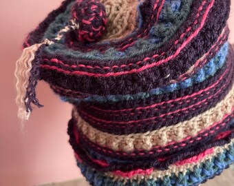 Crochet Hat – One of a Kind Hat Made From Pale Pink, Blue  display picture 3