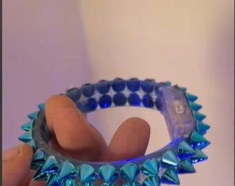 Electric Blue Spiked Bracelet - Cyberpunk Goth Rave Accessory