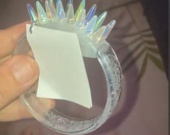 Iridescent Spike Resin Bangle, Cyber Y2K Statement Cuff
