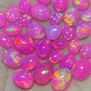 Ethiopian Pink Opal Cabochons: Natural Welo Fire Opal For Jewelry ,5 Pieces Lot. image 1