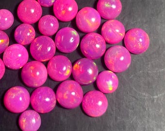 AAA++ Ethiopian Pink Opal Cabochon Welo Fire Opal Round Colorful Opal Loose Gemstone Opal Wholesale 5 Pieces Lot For Sale.