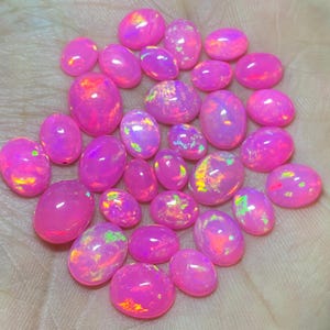 Ethiopian Pink Opal Cabochons: Natural Welo Fire Opal For Jewelry ,5 Pieces Lot. image 5