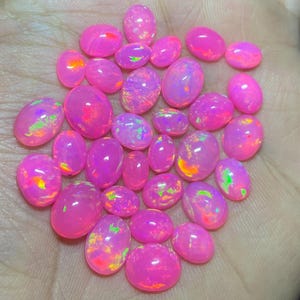 Ethiopian Pink Opal Cabochons: Natural Welo Fire Opal For Jewelry ,5 Pieces Lot. image 4