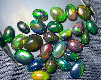 AAA++ Ethiopian Black Opal Cabochon Welo Fire Opal Cabochon Black Opal Gemstone Natural Fire Opal Opal Cabs For Jewelry Making.