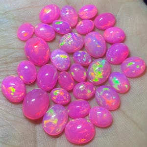 Ethiopian Pink Opal Cabochons: Natural Welo Fire Opal For Jewelry ,5 Pieces Lot. image 6