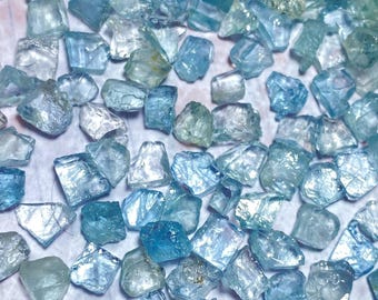 25 Pieces Natural Aquamarine Raw, Genuine Aquamarine Raw, Blue Aquamarine Rough Gemstone,Aquamarine Crystal For Jewelry Making.