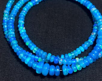 AAA Paraiba Blue Opal Beads, Natural Ethiopian Welo Opal Rondelle Beads Gemstone. 3-5MM