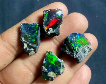 Ethiopian Black Opal Rough, AAA Grade Welo Opal Lot (22.50 Crt, 4 Pcs)