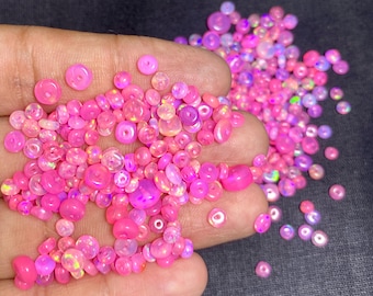 AAA Pink Opal Beads: Ethiopian Rondelle, Smooth Drilled Fire Opal Loose Beads Gemstone.