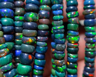 AAA Grade Black Opal Beads Ethiopian Opal Rondelle Beads Fire Opal Beads Smooth Opal Beads Welo Fire Opal beads For Jewelry 3/5MM