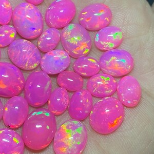 Ethiopian Pink Opal Cabochons: Natural Welo Fire Opal For Jewelry ,5 Pieces Lot. image 2