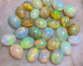 AAA etiopisk opal cabochon, naturlig Welo eldopal oval ädelsten för smycken. (5 st. lot)