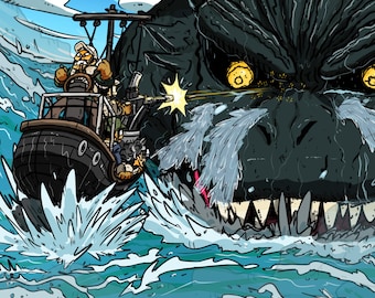 Godzilla Minus One (Boat Chase) - 8.5x11" fan art print