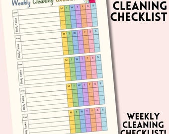 Weekly Cleaning Checklist | Printable & Fillable PDF | A4 + A5 Sizes | Cleaning Schedule