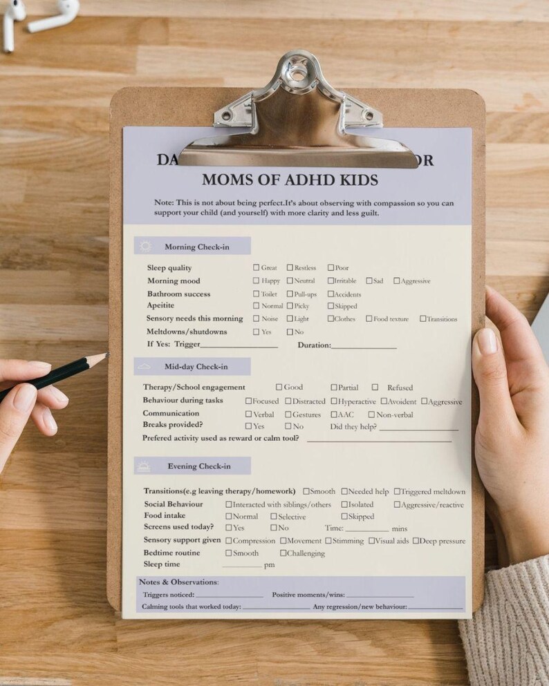 ADHD Behavior Tracker for Kids: Printable Daily Journal (PDF Download ...